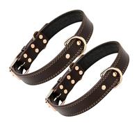 DOITOOL 2pièces Collier Cuir Ajustable pour Chien Collier pour Petits Chiens avec Rivets pour Animaux de Compagnie