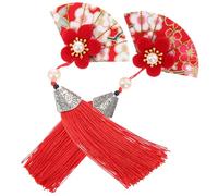 DOITOOL 2pièces Pince à Cheveux Japonaise avec Fleurs et Franges Modèle Fleur de Cerisier Élégant et Léger pour Look Japonais Chinois ou Cosplay