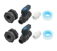 DOITOOL 2Set Kit Robinet Pluie PVC avec Traversée Cloison Adaptateur Spigot et Ruban Étanchéité pour Récupérateur Eau de Jardin Aquarium et Arrosage Polyvalent