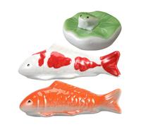 DOITOOL 3 Pièces Figurines de Poissons Koï Flottants Céramique Décor Réaliste pour Aquarium et Bassin de Jardin Ornements Flottants pour Poissons Miniatures et Grenouille Assise