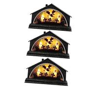 DOITOOL 3 Pièces Lampe LED Petite Maison Rétro avec Bougies Intégrées pour Décoration de Fête Halloween Ornement de Bureau Ambiance Médiévale sans Batterie Lumière Dambiance Festive