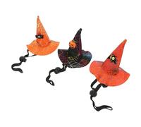 DOITOOL 3 Pièces Lot de Chapeaux de Magicien pour Chien et Chat Accessoires Halloween Cosplay avec Motifs Citrouille Chauve-Souris et Toile Araignée Bandeau Élastique pour Fêtes et