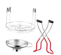 DOITOOL 3 pièces Set Ustensiles Cuisine Inox Acier Inoxydable pour Levage Bocaux avec Entonnoir et Support de Mise Conserve Poignée Antidérapante Confortable Nettoyage Couleur Aléatoire