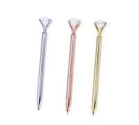 DOITOOL 3 pièces Stylos à Bille Métalliques avec Gros Diamant Décoratif Design Rose pour Bureau et École Élégant