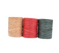 DOITOOL 3 Rouleaux de Corde en Raphia Naturel 100 M par Rouleau Ruban d'Emballage Coloré Ficelle pour Bricolage Décoration Présent et Emballage Festif
