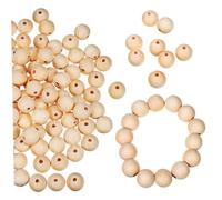 DOITOOL 300 Pièces Perles Naturel Non Traité Rondes avec Trou pour Bijoux Macramé Décoration Artisanale