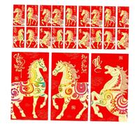 DOITOOL 36 Pièces Enveloppes Rouges Thème Année Cheval Enveloppes Hongbao Papier Qualité Solide Succès pour Fêtes An Mariage Anniversaire