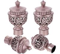 DOITOOL 4 Embouts Décoratifs Ajourés pour Tringles à Rideaux, Style Romain, Plastique Robuste, Couleur Or Rose, Accessoires de Décoration pour Fenêtres, Kit 4 Pièces, pour Embellir Votre