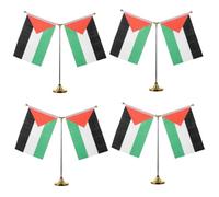 DOITOOL 4 Ensembles Drapeaux de Table Palestiniens avec Support Inoxydable Décor Élégant pour Réunions Drapeaux Base Stable