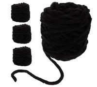DOITOOL 4 Pelotes de Grosse Laine à Tricoter Noire, Fil Acrylique Doux Multi-usage pour Crochet et Tricot, Fournitures de Crochet Épaisses pour Couvertures, Écharpes et Projets DIY