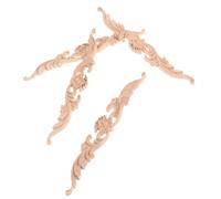 DOITOOL 4 pièces Appliques Bois Sculpté Non Peint pour Décoration de Meubles Portes et Murs Style Européen DIY Bois Tilleul Naturel