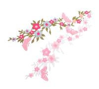 DOITOOL 4 Pièces Appliques Thermocollantes Fleurs Brodées Décoratives pour Vêtements de Broderie Couleurs Ciel pour Customisation de Vêtements Accessoires