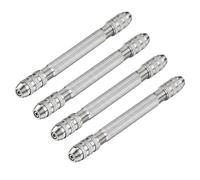 DOITOOL 4 Pièces Étau à Broches Double Tête avec Collet Cuivre, Mini | Alliage D'aluminium Argenté, Contrôle Précis pour Fils, Bijoux, Tressage, Format Compact Portable