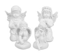 DOITOOL 4 pièces Figurines Miniatures Anges Prière avec Ailes Décorations Polyvalentes pour Bureau et Maison Lot de Sculptures Artistiques Compactes pour Étagères et Bureaux