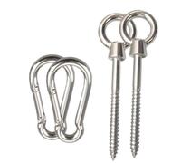 DOITOOL 4 Pièces Kit Suspendre pour Hamac Crochets en Acier Inoxydable Anneaux Usage Sécurisé pour Yoga et Hammock Set en Bois