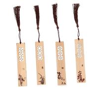DOITOOL 4 Pièces Marque Pages Naturel Style Chinois Lot de Étiquettes Bois Sculpté avec Design Rétro Souvenirs et Portables pour Lecture pour Enseignants et Étudiants