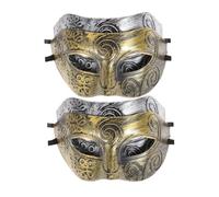 DOITOOL 4 Pièces Masque de Bal Vénitien Demi-visage Antique pour Halloween et Fête Bronze Argent Masque Mascarade Élégant pour Carnaval et Cosplay