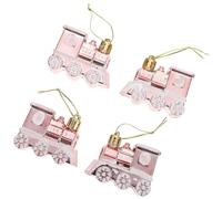 DOITOOL 4 Pièces Pendentif Décoratif pour Sapin de Noël en Plastique de Train, Suspendu Décoration Festive de Mariage ou Maison