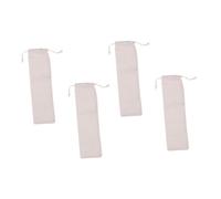 DOITOOL 4 pièces Pochette de Rangement Beige avec Cordon pour Pailles Acier Inoxydable Pochette de Transport Réutilisable pour Vaisselle pour Bbq Voyage et Pique- Lot