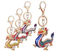 DOITOOL 4 Pièces Porte-clés Année Du Dragon Breloques Dragon Chinois Colorées Accessoires pour Bijoux Fête Du Printemps Décoration Symbolique Résistante et Stylée
