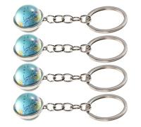 DOITOOL 4 Pièces Porte-clés Planète Verre Globe Terrestre Pendentif Alliage de Zinc Accessoire Créatif pour Sac à Dos Souvenir Voyageur Décoration Mondiale