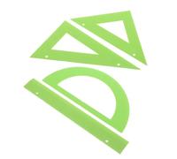 DOITOOL 4 Pièces Présent Rentrée Kit de Règles Géométriques Tactiles en PP Vert, Résistant aux Chocs, pour Activités Scolaires et Apprentissage Sensoriel des Élèves Malvoyants