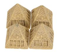 DOITOOL 4 Pièces Pyramide Miniature Égyptienne en Résine | Modèle Léger et Portable, Résine Synthétique Dorée, pour Dioramas, Étagères et Micro Paysages