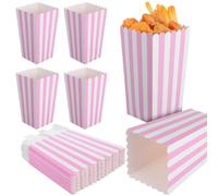 DOITOOL 40 Pièces Boîtes à Popcorn en Papier Rayé Rose pour Garçon et Filles, Grosse Capacité et Portable, pour Fêtes, Cinéma et Snacks Élégants