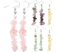 DOITOOL 4paires Lot Boucles Oreilles Femmes Pendantes Pierre Naturelle avec Cristaux Bijoux Perlées pour Quotidien Fête Mariage