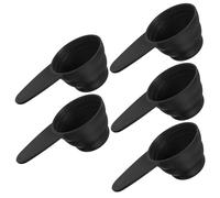 DOITOOL 5 Pièces Cuillères Mesure Plastique Alimentaire avec Graduation Cuillères Courtes Réutilisables pour Café Épices et Pâtisserie Petites Doseuses Noires