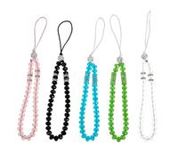 DOITOOL 5 pièces Lanières Téléphone Perles Cristal Chaîne Anti-perte Mobile Compatible Coque Mode Mix Couleurs