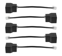 DOITOOL 5 Pièces Répartiteur de Téléphone Fixe Rj11, Répartiteur de Câble Téléphonique 2 Voies, Abs et Cuivre, Noir, pour Téléphones Fixes, Bureau et Maison