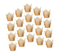 DOITOOL 50 Caissettes à Cupcakes Tulipe en Papier Naturel Moules à Muffins pour Pâtisserie Emballage Jetable pour Cuisson et Présentation Anniversaire et Mariage