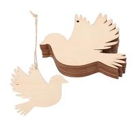 DOITOOL 50 découpes d'oiseaux en bois : tranches de bois brutes à suspendre, avec trous et ficelle - Décorations à thème - Étiquettes en vierges pour projets de loisirs créatifs