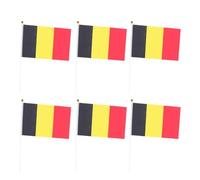DOITOOL 50 Drapeaux Belges à Main sur Bâtonnet, 50pcs, Légers et Lavables en Polyester et Plastique, Décorations pour Bureau et Défilés Festifs