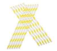 DOITOOL 50 Pièces Bâtons Papier Rayés Jaune Blanc pour Barbe à Papa Accessoires Compatibles Machines Automatiques Consommables pour Fabrication de Bonbons DIY Crafts Sticks pour Fêtes