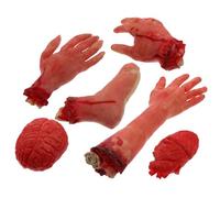 DOITOOL 6 Pièces Accessoire Halloween Réaliste en Silicone Rouge, Partie Corps Portable pour Décoration Maison Hantée et Fête Halloween, Léger et Simulant Un Membre Humain