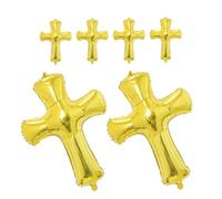 DOITOOL 6 Pièces Ballon Croix Ballon Feuilleté Inclure Baptême Des Ballons Ballons Religieux Baptiser Air Pour Coloré Croix Oh Communion Doré Film D'aluminium