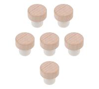 DOITOOL 6 Pièces Bouchons de Bouteille de Vin Caoutchouc à Tête Bois de Hêtre Bouchons Réutilisables pour Sceller et Conserver le Vin Accessoires Étanches pour Maison Bar et Fêtes