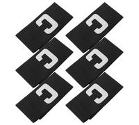 DOITOOL 6 Pièces Brassards de Capitaine de Football Elastiques Réglables avec Lettre C Bandeaux Sportifs Noirs pour Adultes et Jeunes Identification Rapide pour Équipes de Soccer