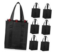 DOITOOL 6 pièces Cabas Porte-Bouteilles en Tissu Non tissé avec séparateurs Flexibles Porte-Bouteilles réutilisable pour vin Transport sécurisé pour Pique- Voyage et fête Lot de 6