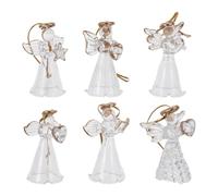 DOITOOL 6 Pièces Ensemble D’Anges Suspendus en Verre Cristal, Vintage | Détails Cœur et Étoile, Finition Transparente Polie, pour Sapin, Vitrine, Balcon, Intérieur, Fêtes