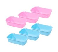 DOITOOL 6 pièces Gamelles Suspendues pour Petits Animaux PP Résistant Bols Nourriture et Eau pour Hamsters Nains Rats et Gerbilles Accessoires Cage Antidéversement Rose et Bleu