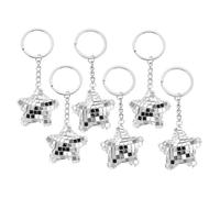 DOITOOL 6 pièces Lot de Porte-clés Étoile Disco Mosaïque Verre Boules Miroir Réfléchissantes Multifonctions pour Décoration Accessoires Rétro et Sécurité Nocturne