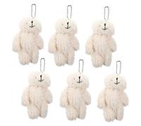 DOITOOL 6 Pièces Porte Clés Décoratifs Peluche Ours de Pendants Adorables pour Sacs à et Clés Coloris Beige Accessoires pour Personnaliser Vos