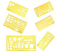 DOITOOL 6 pièces Règles de Dessin Géométriques Transparentes Jaunes Gabarits Polyvalents pour Artistes Architectes Étudiants et Bureau Modèles Créatifs et Échelles Précises