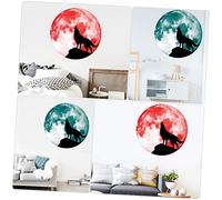 DOITOOL 6 Pièces Stickers Muraux Halloween Lune et Loup Phosphorescents pour Chambre Salon Décoration Murale Thématique