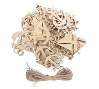 DOITOOL 60 Pièces de Bricolage Nautique en Bois Brut MDF et Peuplier - Formes de Voiliers Roues de Bateau et Voiles à Décorer - Fournitures Créatives pour Fête Nautique et Décoration