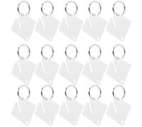 DOITOOL 60 Porte-clés en Acrylique Blanc Vierge avec Anneaux, Étiquettes D'identification Clés Carrées Résistantes, pour Bureau, Maison, Location et Organisation des Clés