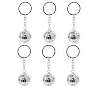 DOITOOL 6pièces Porte-clés Boules Disco Décoratives Argentées Alliage Zinc et Plastique Mini Pendentifs Facettés pour Porte, Clés, Cadeaux Fêtes et Soirées